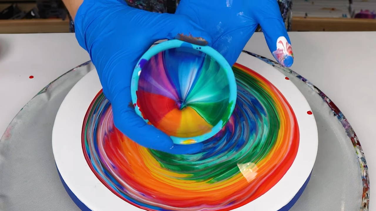 RAINBOW Funnel Swirl Acrylic Pouring🌈 Colorful RIPPLE Effect with Funn –  Olga Soby Shop