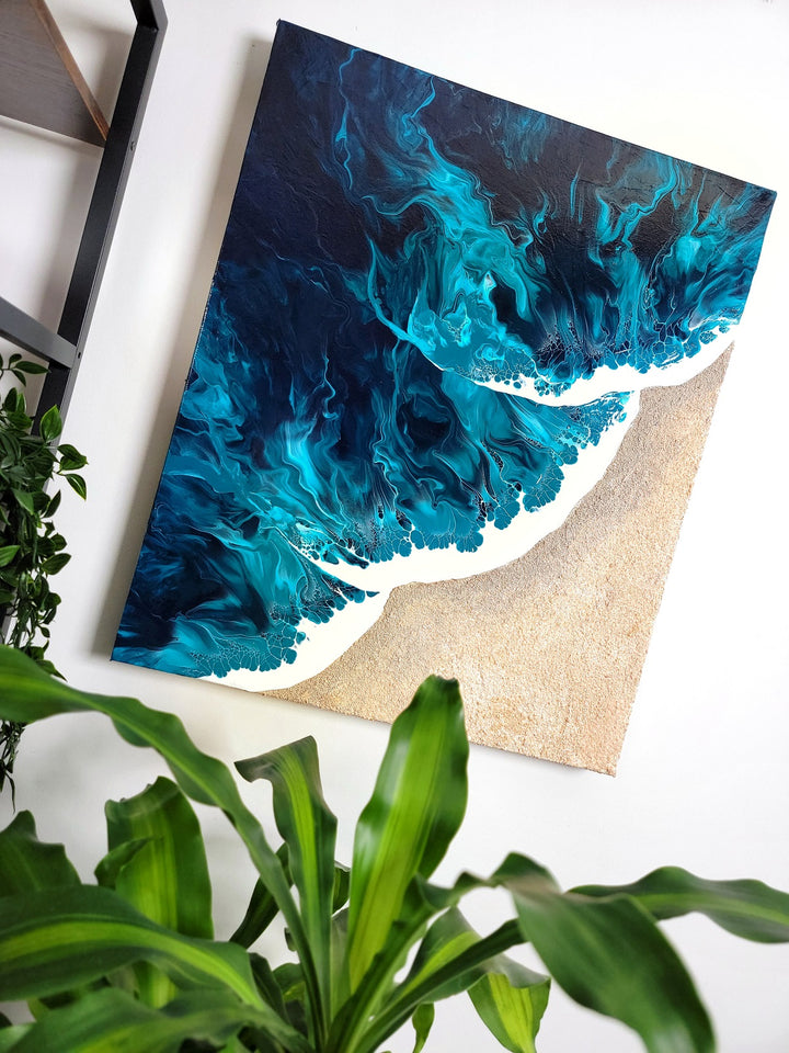 Textured Ocean Shore Symphony - 20"x24" - SOLD