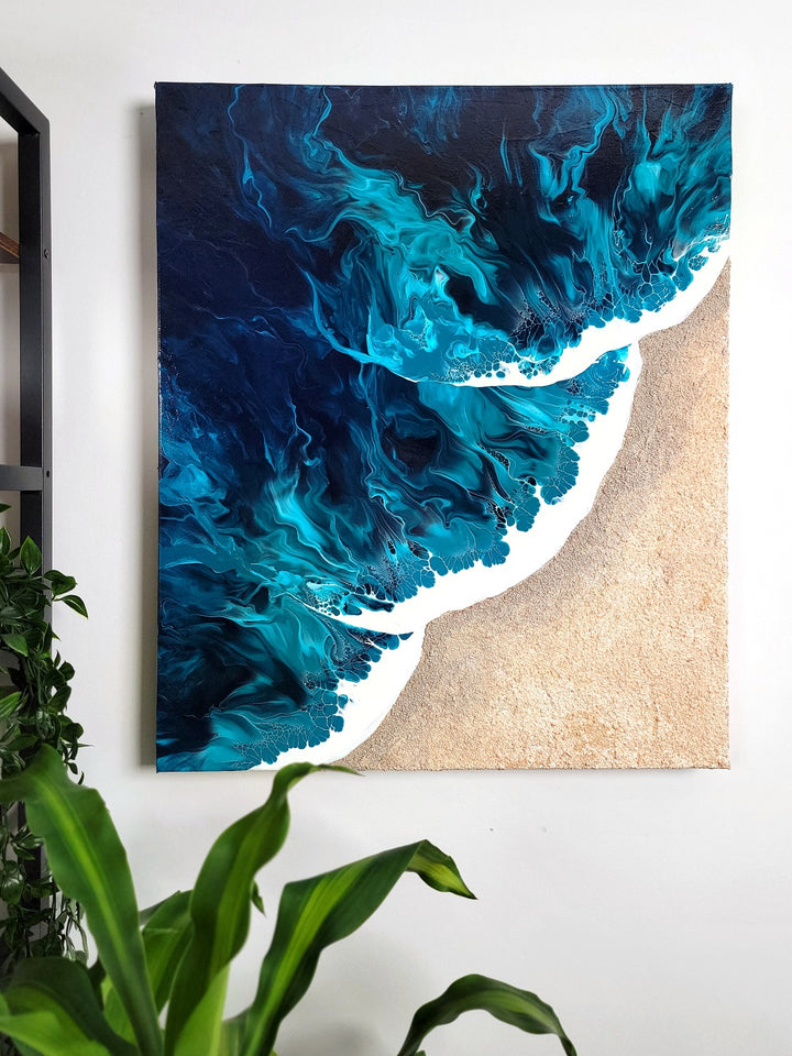 Textured Ocean Shore Symphony - 20"x24" - SOLD