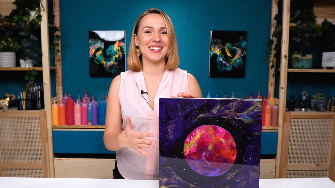 Violet Planet Pour - Mixed Media Abstract Art 💜 Galaxy Art Acrylic Pouring | Abstract Art Tutorial