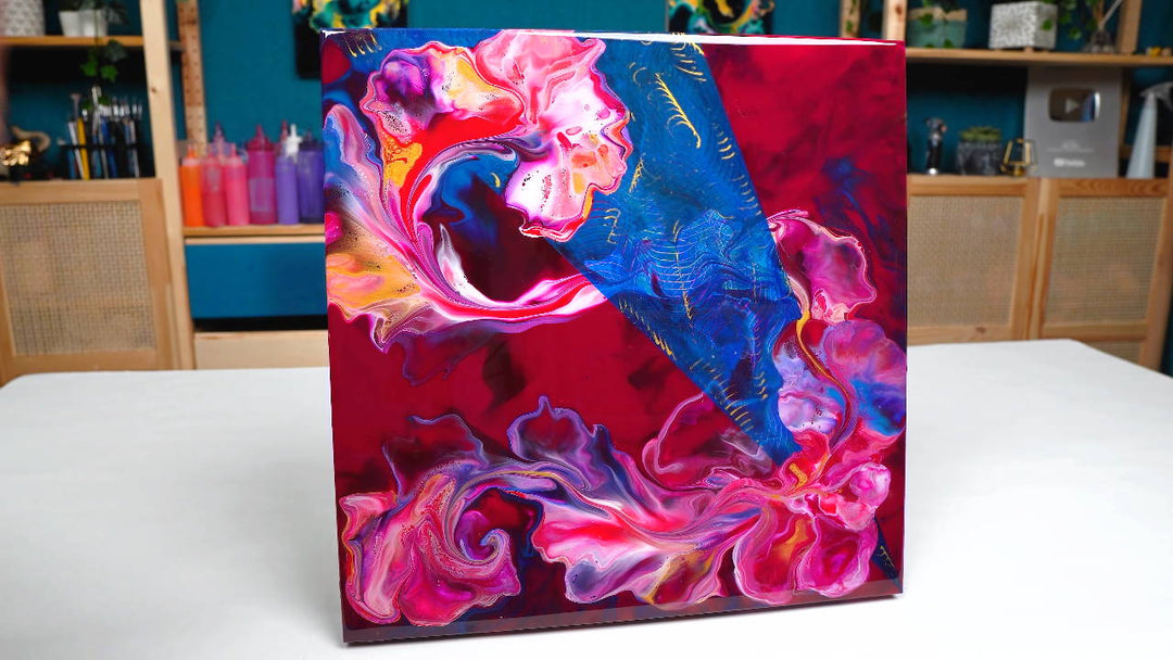 Embellished Magenta Flow - Mixed Media Abstract Art 💜 Acrylic Pouring Tutorial | Abstract Art Ideas | 3D Art