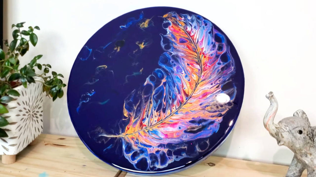Amazing Feather Swipe - Mixed Media Abstract Art 🤩 Acrylic Pour Painting Technique