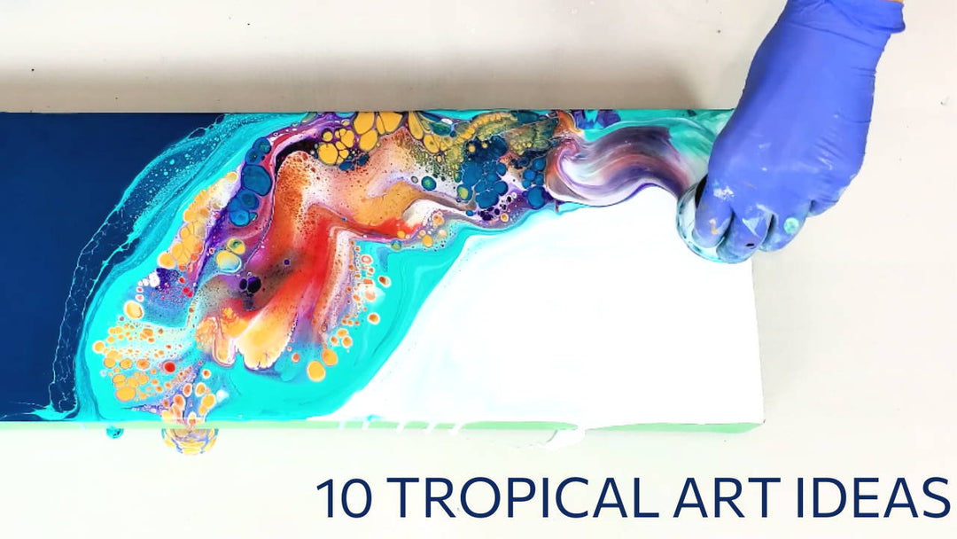Tropical Vibe - Paint Pouring Abstract Art Ideas 🌴 Summer Inspired Fluid Art Compilation ~ Satisfying Video