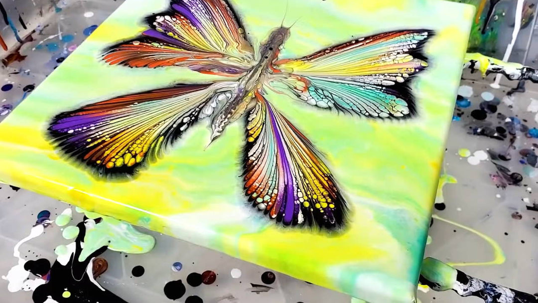 UNIQUE BUTTERFLY Acrylic Pouring 🦋 Chain Pull Technique ~ Satisfying Fluid Art ~ Flow Art
