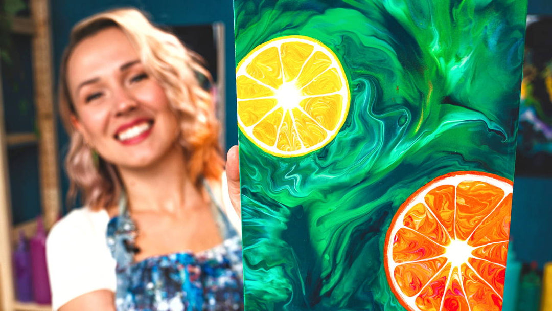 Citrus Pour - Mixed Media Acrylic Painting for beginners | Season Art ideas | DIY Art