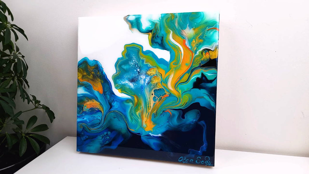 Ocean Dream Gradient Acrylic Pouring 🌊 Dancing Flow on Color Split Base ~ Abstract Art | Fluid Art