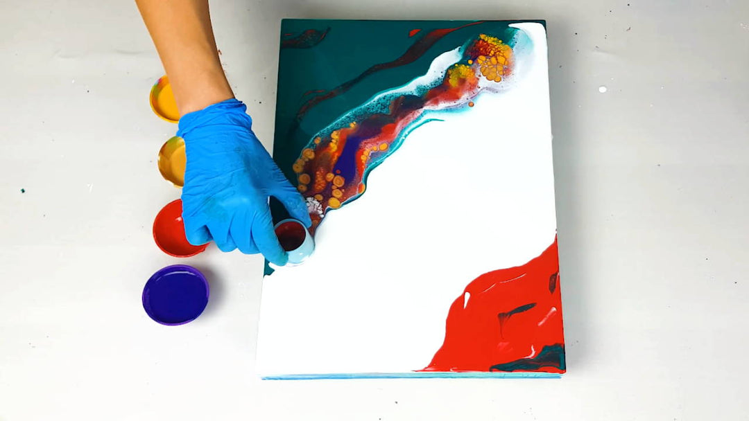 Red and Green Pour - Paint Pouring Cells Art 😁 Beautiful Fluid Art with Cells