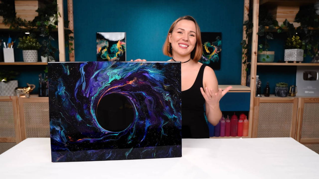Black Hole - Galaxy Art Acrylic Pouring 🌌 Black Hole Art Composition + Acrylic Painting | Fluid art Idea | Mixed Media