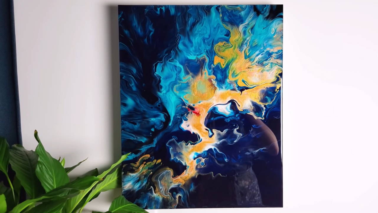 Golden DRAGON Acrylic Pour Painting ~ NEW Pacific Vibe ~ Abstract 💙 Fl ...