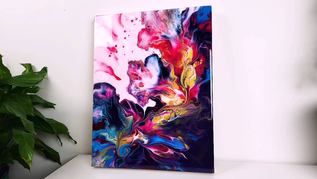 SPRING MELODY Abstract Art ~ Soft PINK + PRUSSIAN Blue 😍 GORGEOUS Color combo! ~ Acrylic Pouring