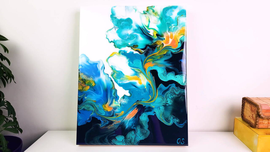 AQUA Gradient Acrylic Pouring 🌊 - Turquoise Color Palette - Abstract Pour Painting - Flow Art | Fluid Art