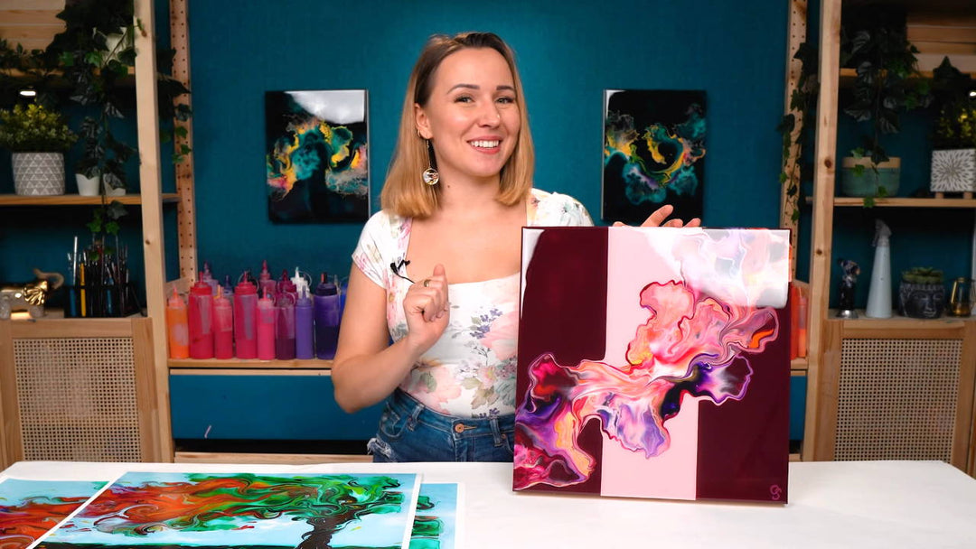 Double Split - Abstract Art Acrylic Pouring😍New Way Color Split Base with Paint and Water only - Full Touch-Ups Art Tutorial