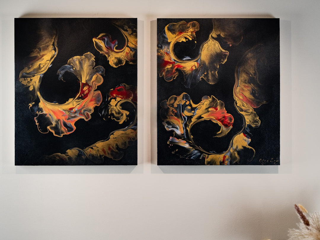 Golden Harmony - Two Panels 20"x24"