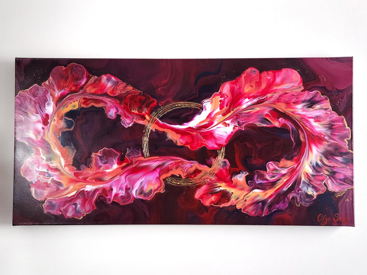 Ruby Rhythm - 18"x36" - Abstract Art by Olga Soby