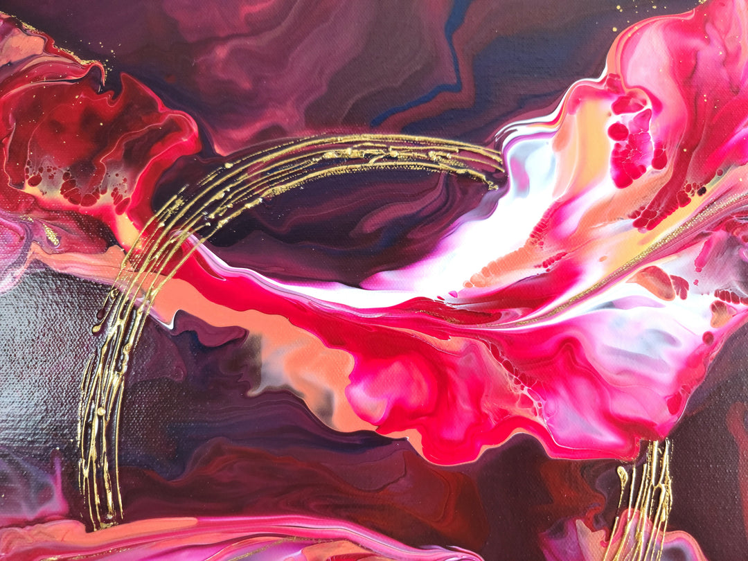 Ruby Rhythm - 18"x36" - Abstract Art by Olga Soby