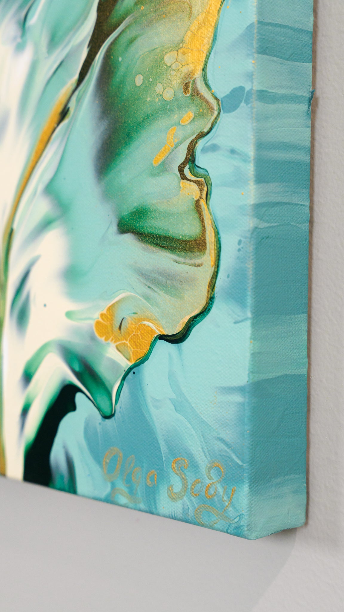 Golden Abyss Abstract Art レジンアート Golden Abyss: Abstract Teal